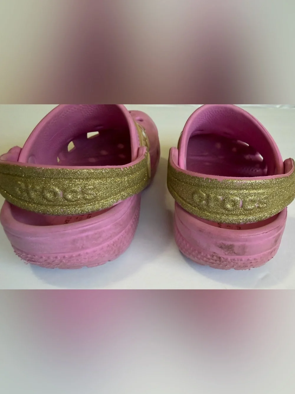 Disney Princess Light Up Crocs Pink Gold Girls Kids C9 Working Lights